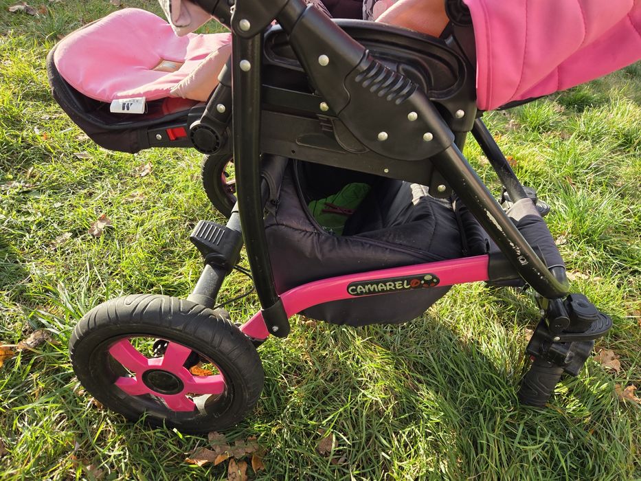 Wózek/gondola różowy dla dziewczynki 2w1