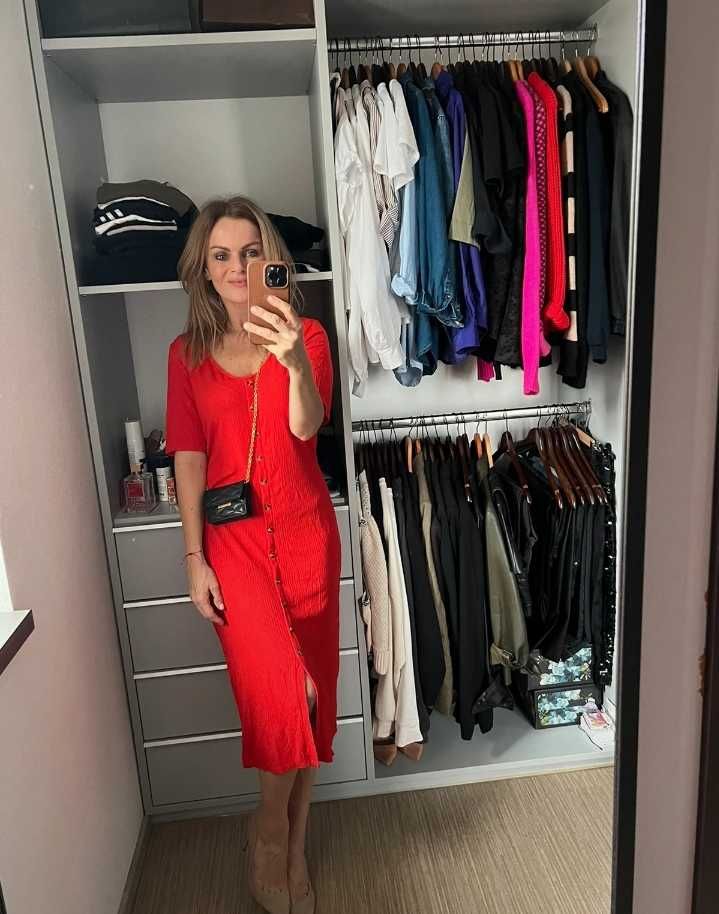 H&M śliczna długa MIDI maxi czerwona sukienka M