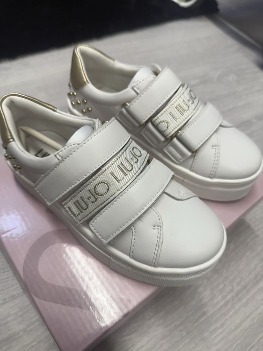 Buty liu jo białe złote na przylepce skóra