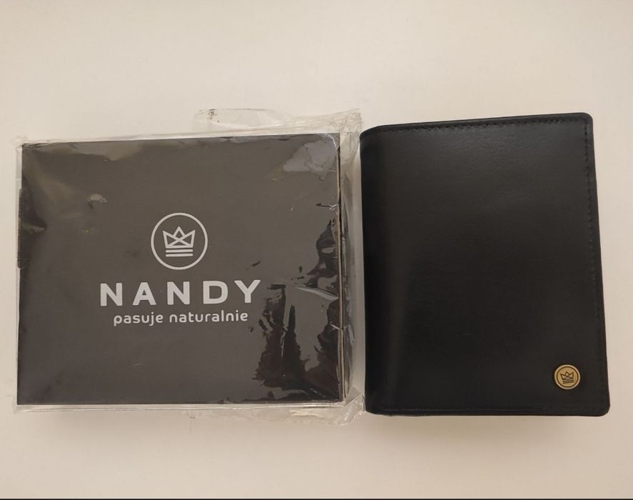 Portfel Skórzany Męski Czarny Prezent Nowy Zapakowany NANDY