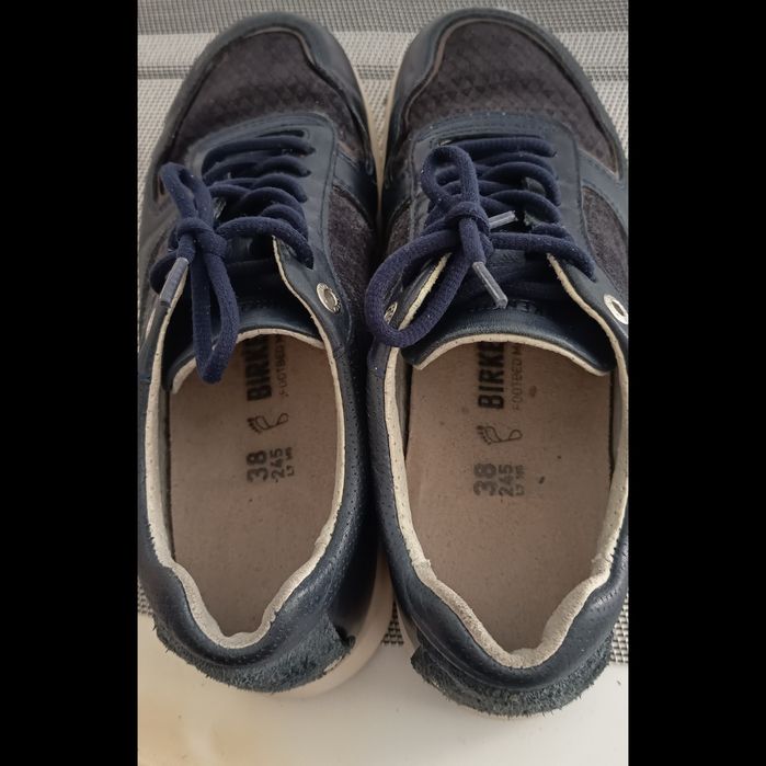 Биркенштоки оригінал ортопедичні шкіряні кросівки Birkenstock 38 сині