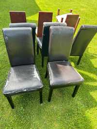 Stare krzesła do renowacji, skórzane, 9szt