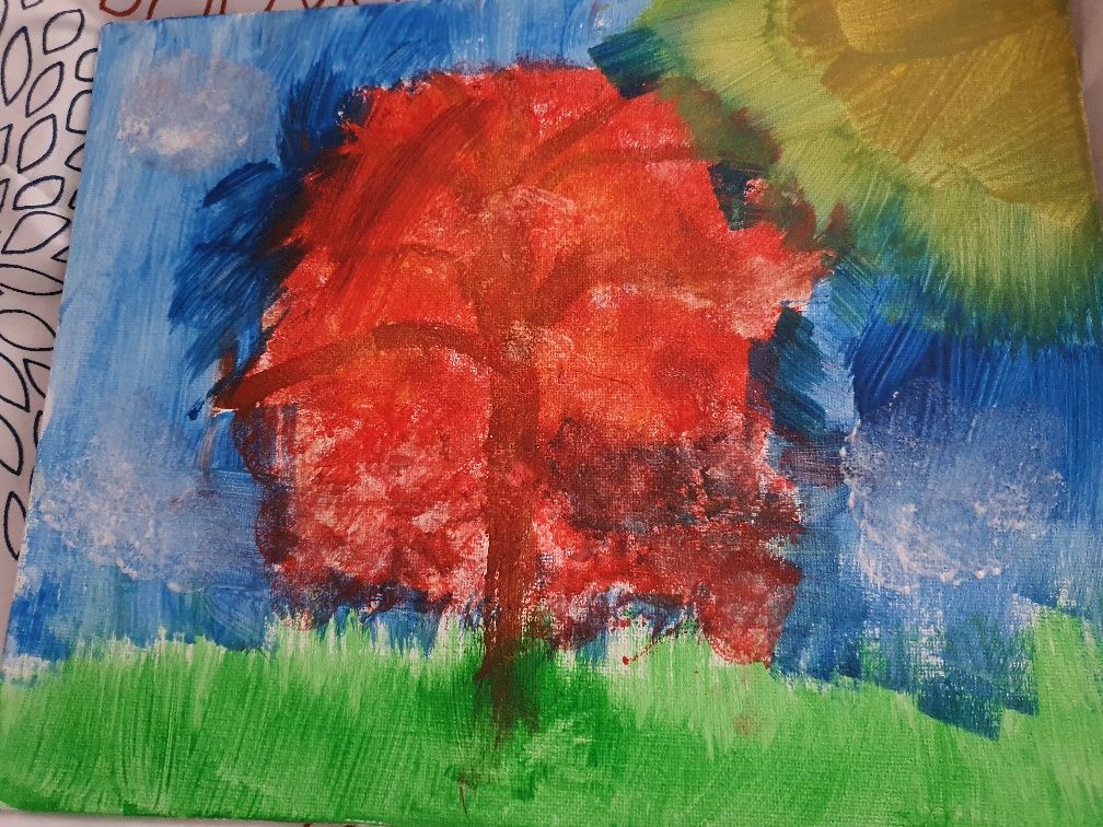 Obraz ,, Jesień ,, malowany przez 8 latkę