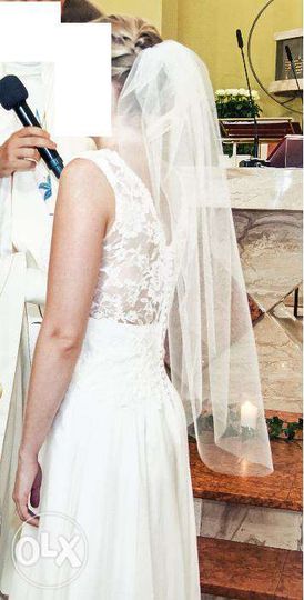 Piękna suknia ślubna ivory, koronkowe plecy - obniżona cena!!