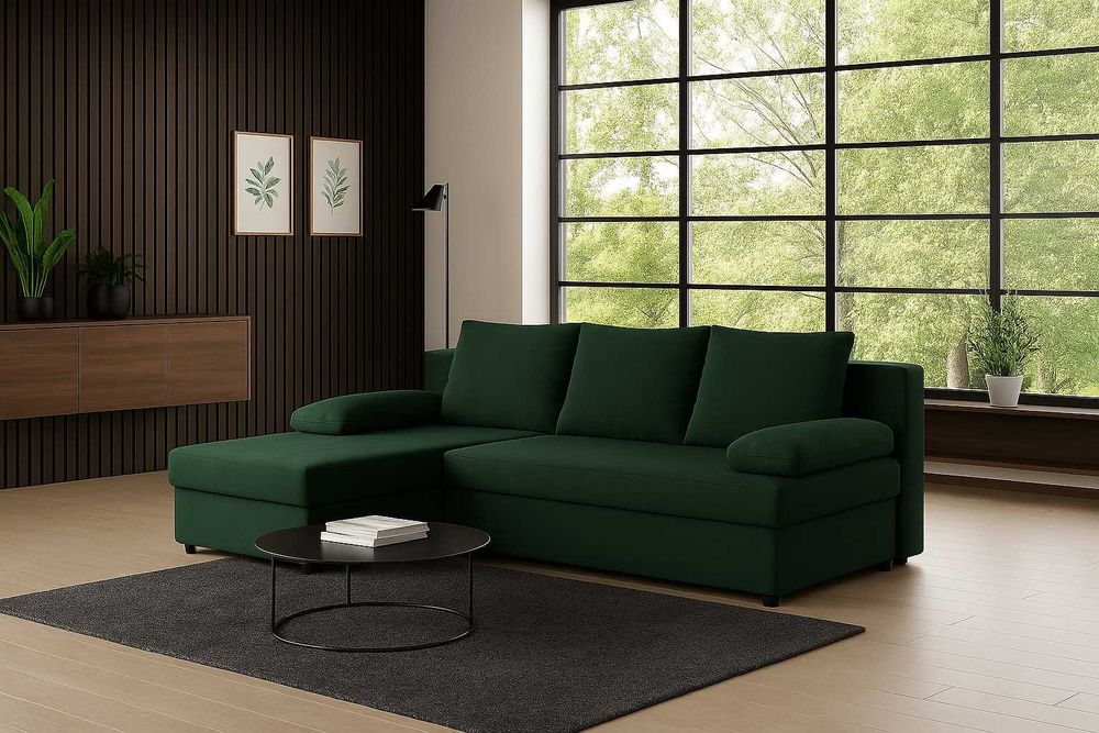 Narożnik Do Salonu BOSS Kanapa Sofa Rozkładana 2 Pojemniki Na Pościel