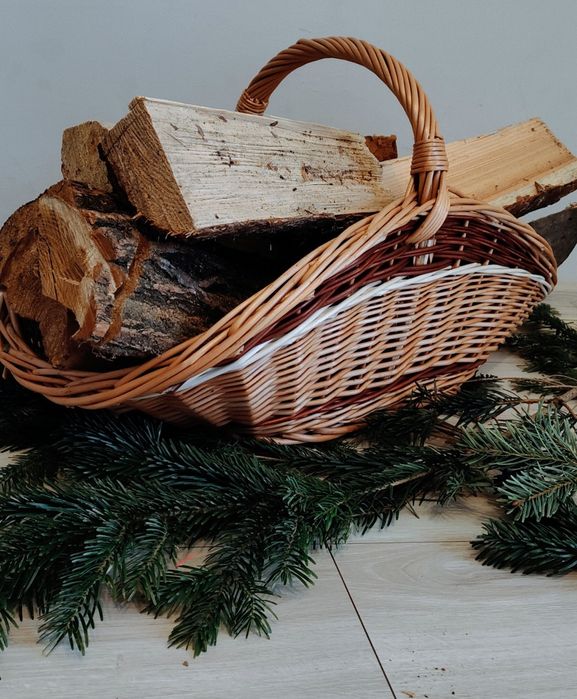 Kosz wiklinowy na drewno L,kosz kominkowy
