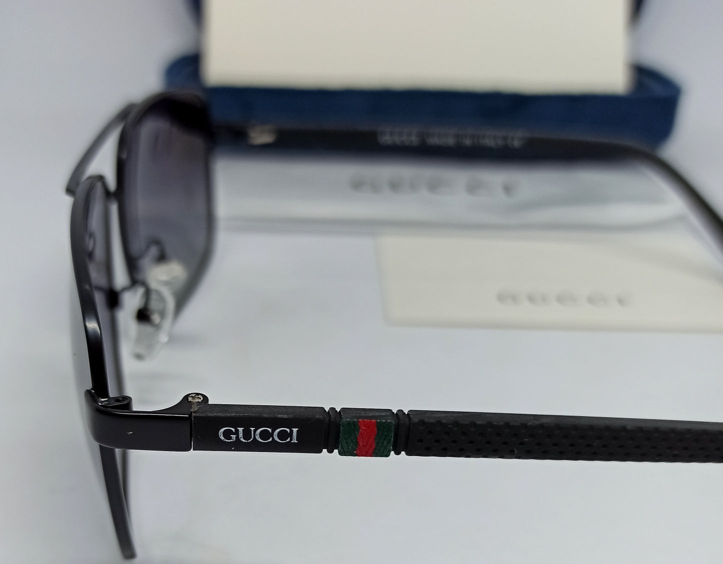 Gucci очки мужские темно серый градиент в черном металле поляризирован