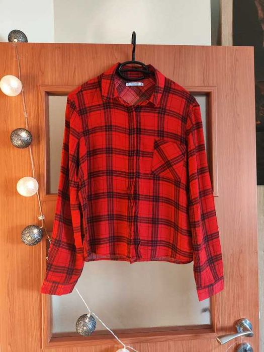 Czerwona koszula w kratę rozmiar M 100% wiskoza