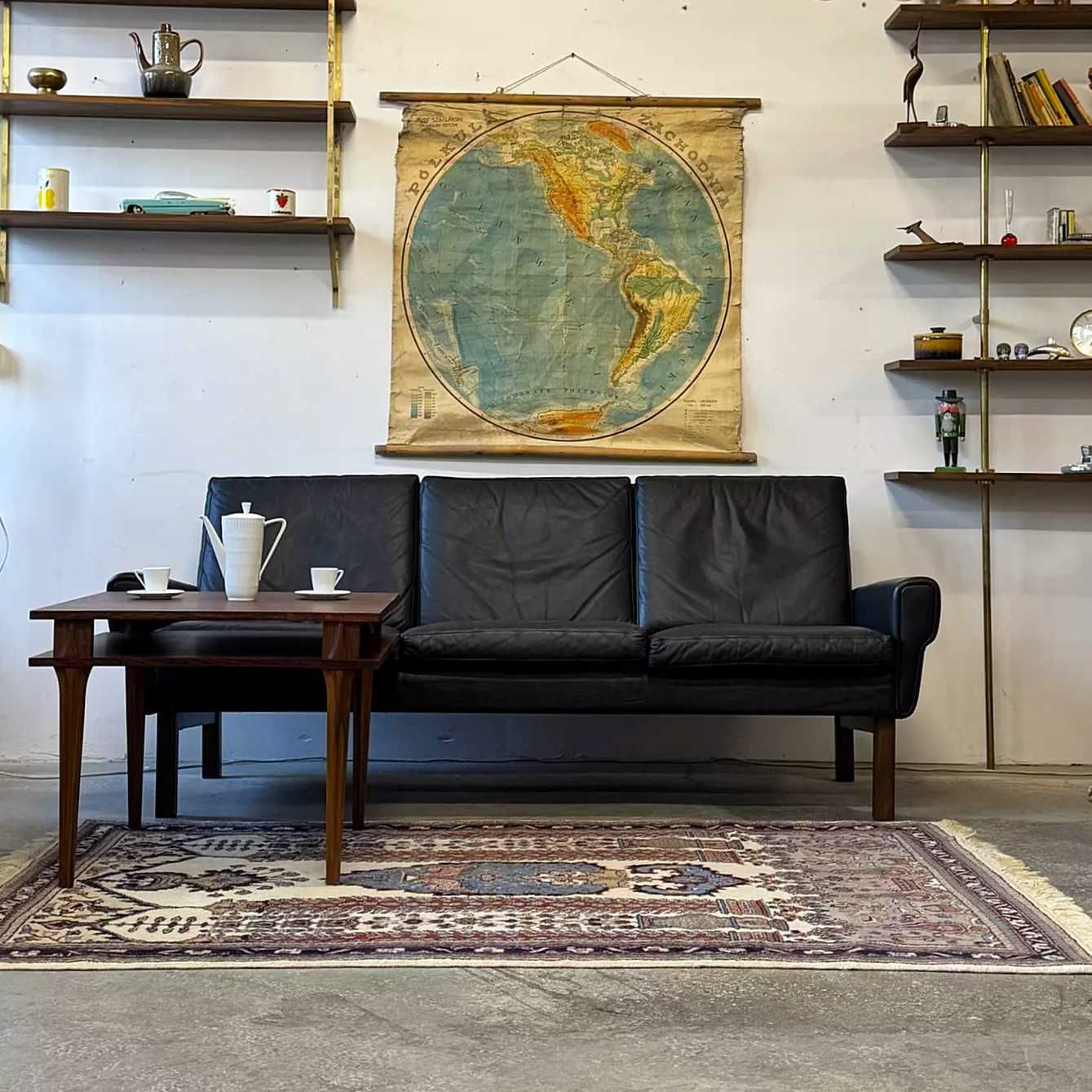 Sofa skórzana 3 os., Dania lata 60/70, vntg, mid-c modern