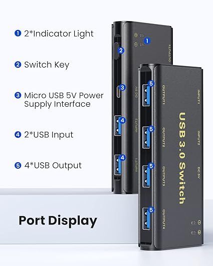 ablewe przełącznik kvm usb 3,0 4 porty