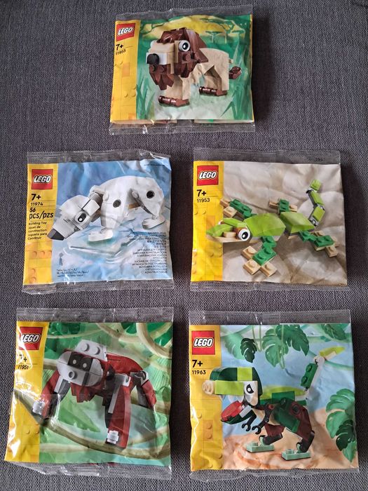 5 zestawów klocków Lego -zwierzęta 11951, 53,55, 63,74
