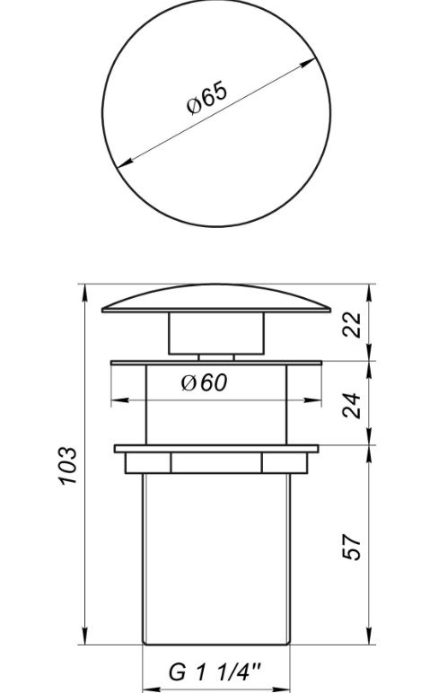 Донний клапан з переливом  Globus Lux HG15-03A (Click-clack)