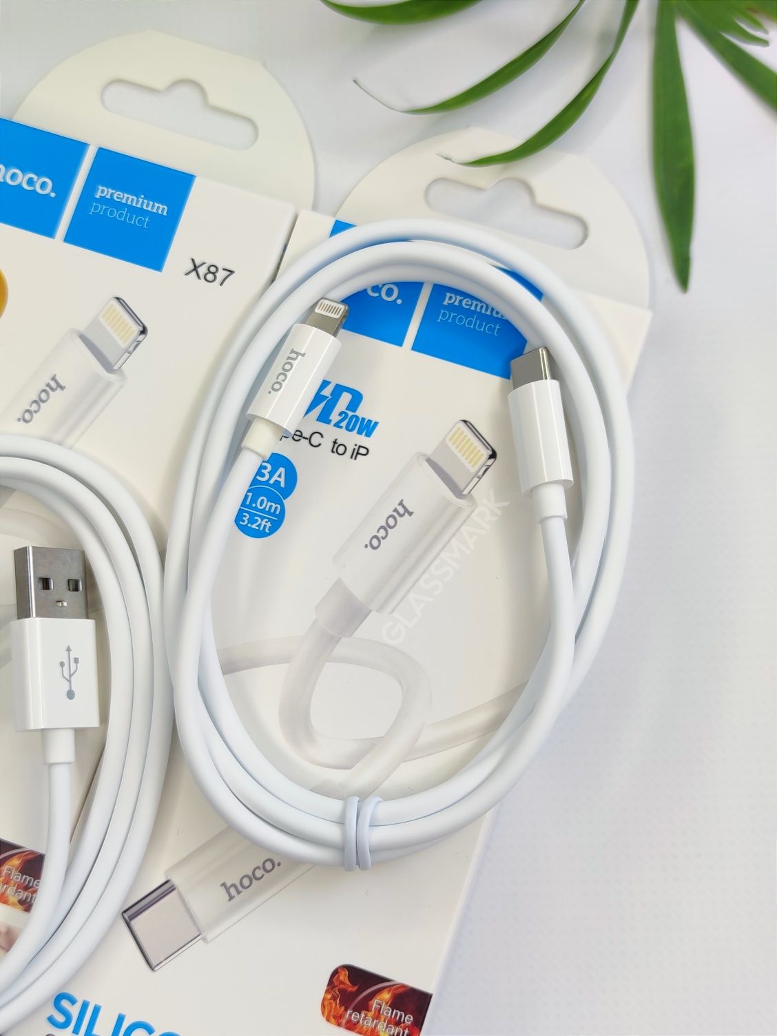 Класний кабель для зарядки Hoco, шнур силиконовый type c PD lightning