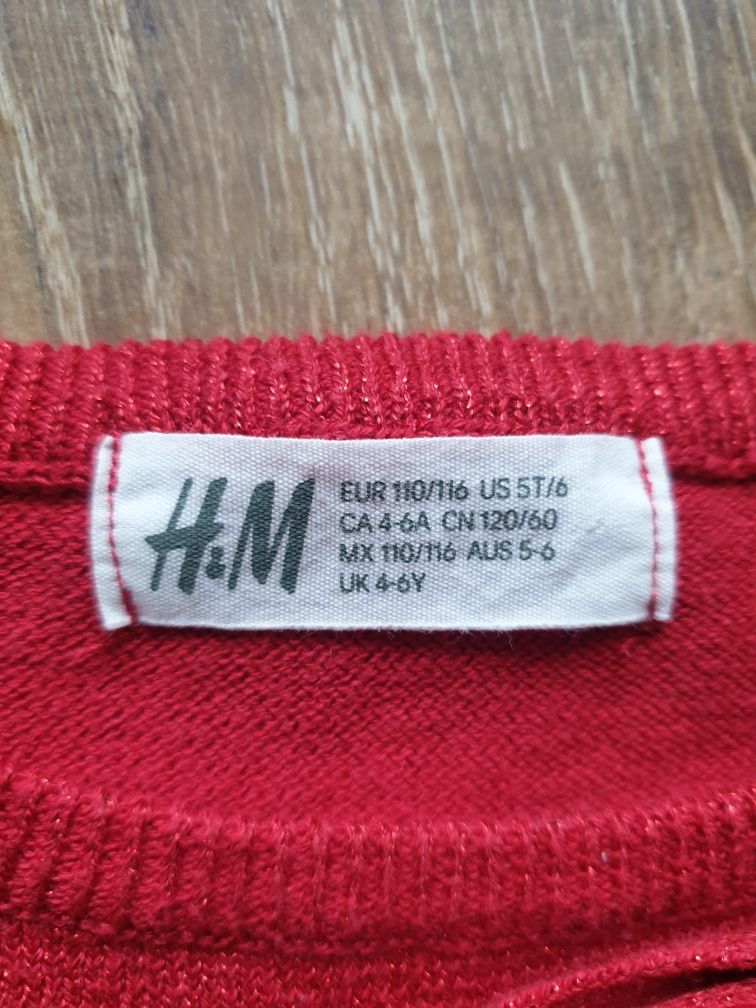 Sukienka z krótkim rękawem brokatowa H&M rozmiar 110/116 święta