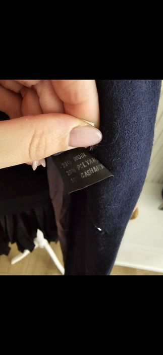 Granatowa marynarka wełna 40 L wool oversize kaszmir bdb guziki