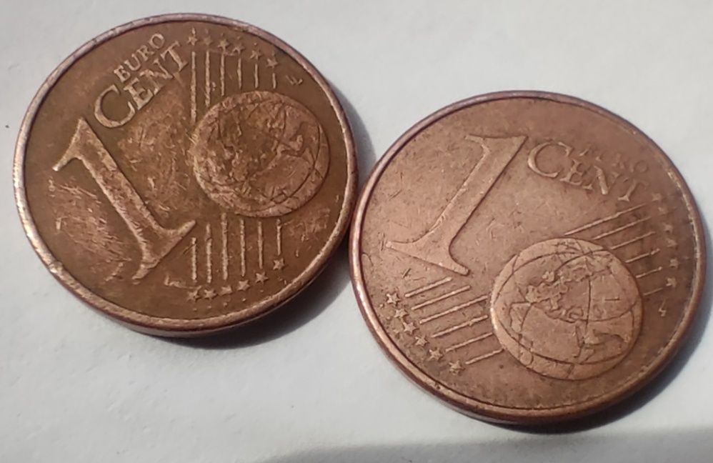 Vendo moedas 1 cêntimo e 2 cêntimos de coleção
