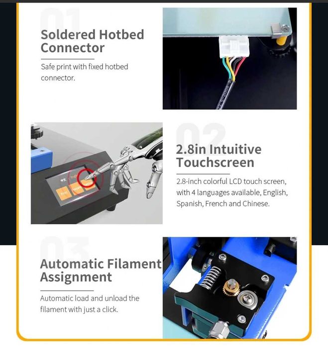 Крутий 3д принтер Anet ET4X 3D 220х220х250 150мм/хв