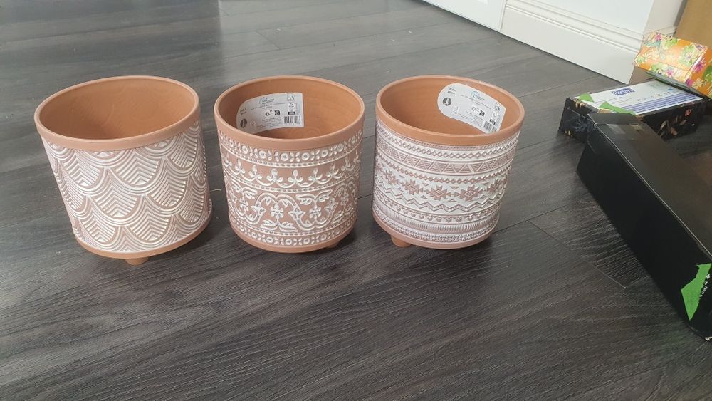 Zestaw 3 doniczek etniczne we wzory Boho rustykalne