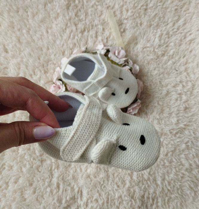 Buciki niechodki miękkie materiałowe 6-12 m-cy 12 cm ABS roczek