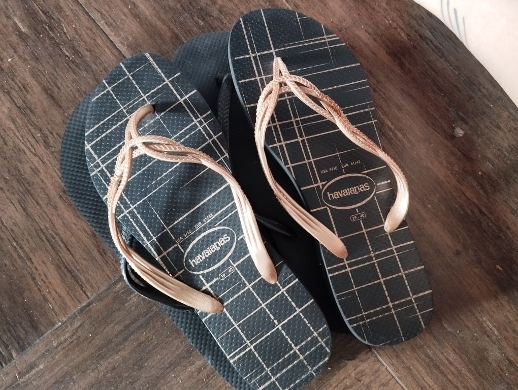 Havaianas japonki złote 39/40 drugie gratis czarne