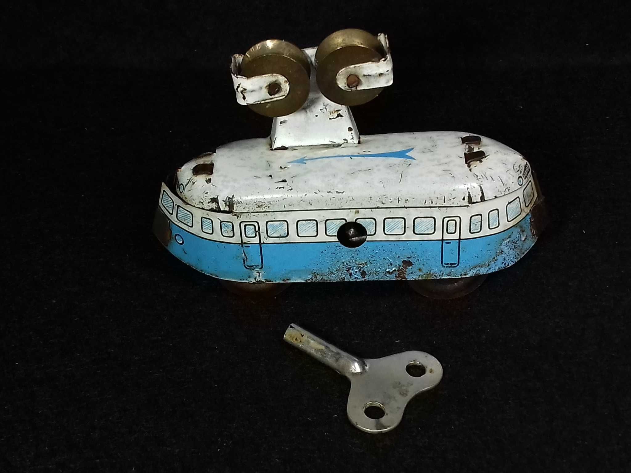 Tin Toy - Elétrico de corda antigo, com chave