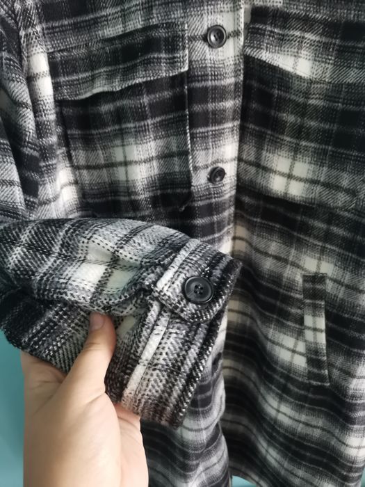 Płaszcz koszulowy w kratkę kurtka koszulowa H&M rozmiar L