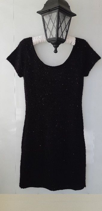 Сукня жіноча чорна в'язана з паєтками міні розмір M