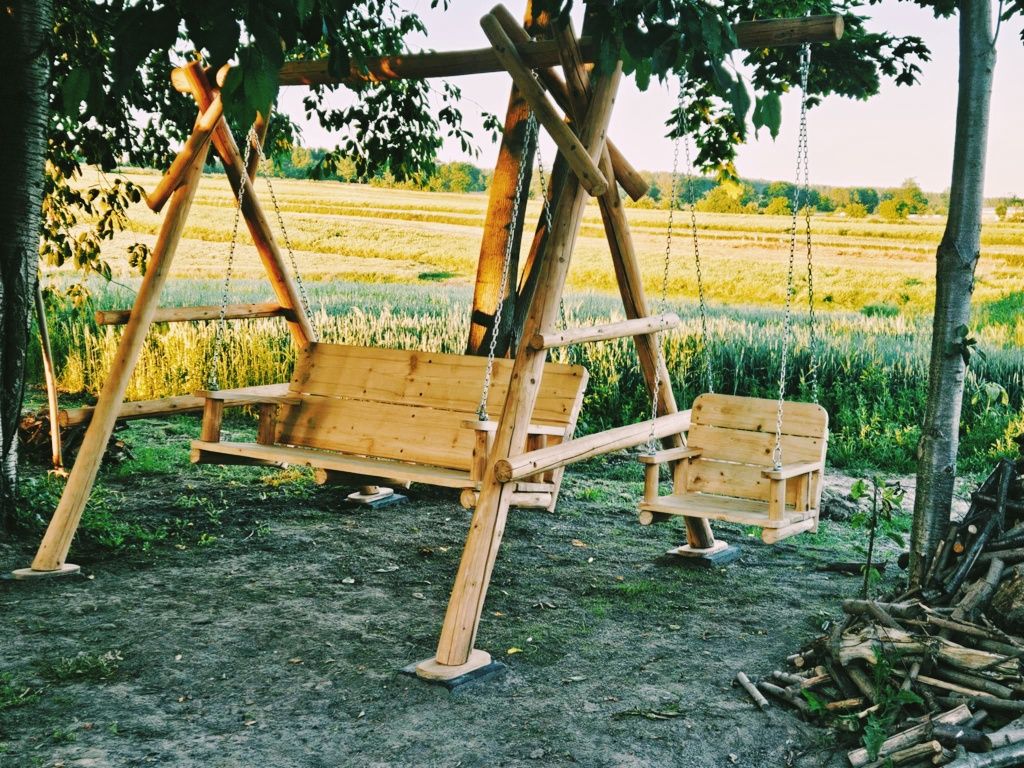 Huśtawka ogrodowa drewniana,Solidna.3+1,Transport,Montaż,Gwarancja