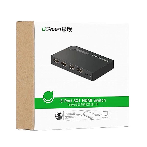 Ugreen przełącznik rozdzielacz splitter switch HDMI - 3x HDMI 3D 4K 7,