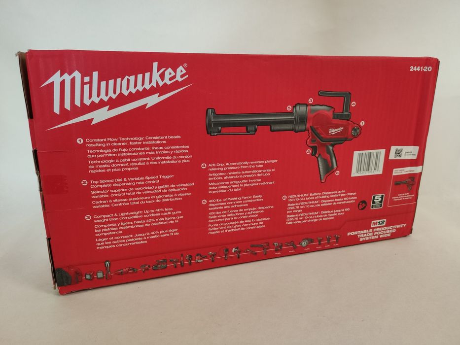 Оригінальний пістолет для герметика туба 310мл Milwaukee М12 2441-20
