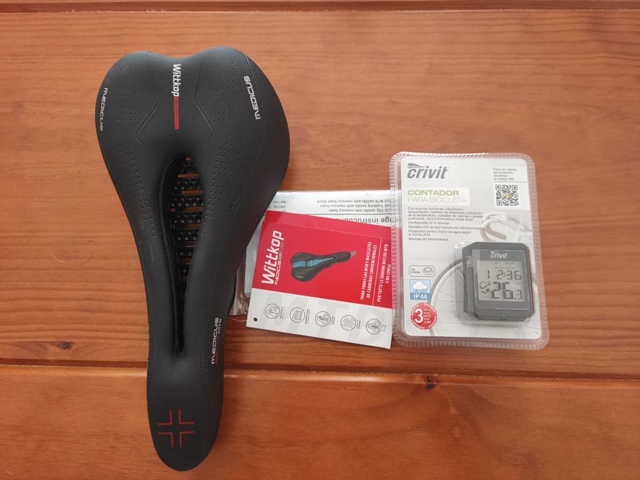 Selim e contador para bicicleta