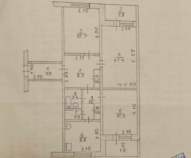 3х комнатная квартира на 5 Заречном,65