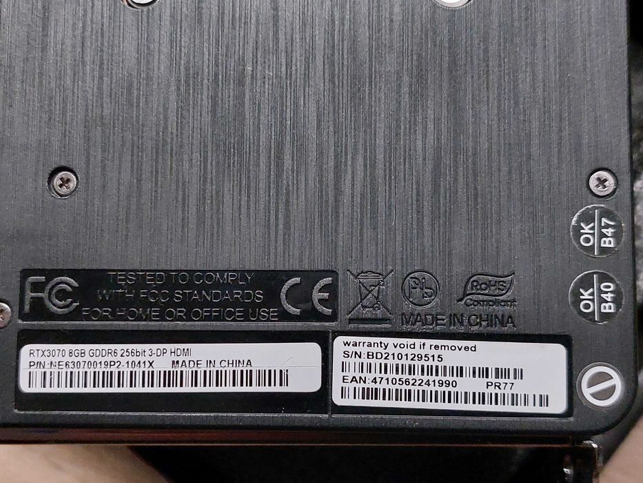 Відеокарта Palit RTX 3070 GamingPro як нова, цілі пломби