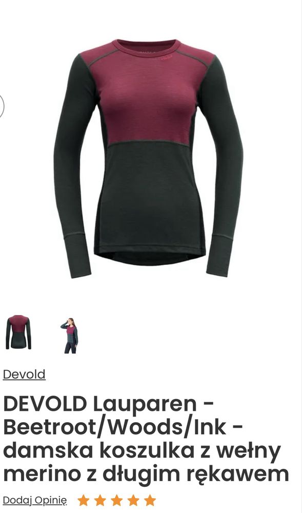 Devold Lauparen damska termiczna koszulka z welny merino .