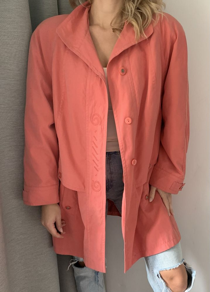 Koralowa kurtka vintage unikatowa oversize retro 4XL