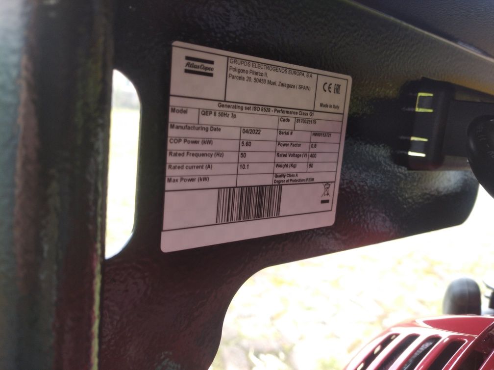 Agregat prądotwórczy Atlas Copco QEP8  3fazy