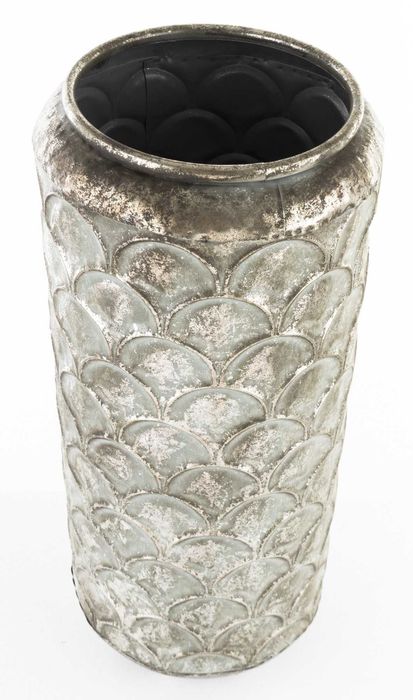 Srebrna Wysoka Osłonka Metalowa Tłoczona Wazon Donica Retro 141097