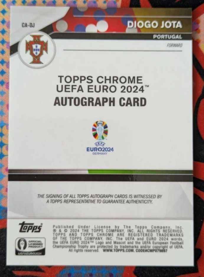 2024 Topps Chrome UEFA EURO: DIOGO JOTA auto 20/75