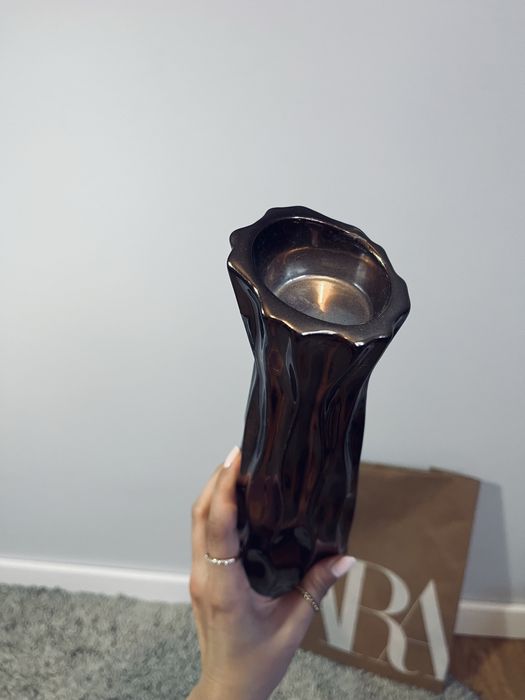 Piekny szklany porcelanowy flakon dzbanek wazon swiecznik