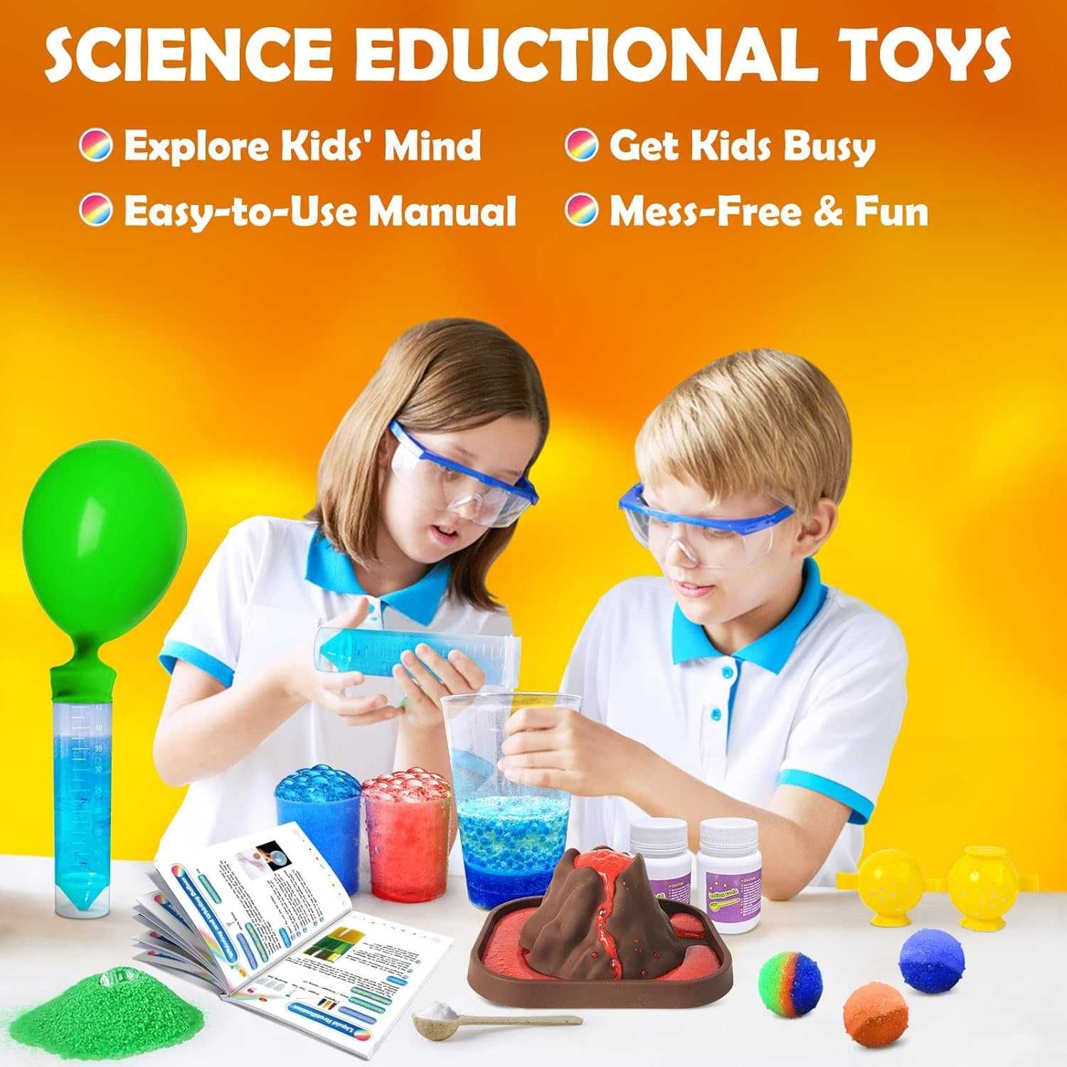 Eksperymenty naukowe dla dzieci,laboratorium, wulkan, zestaw chemiczny