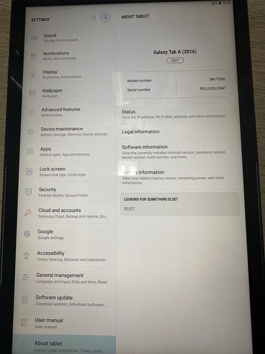 Samsung T580 tablet (Galaxy Tab A6)