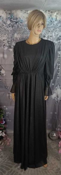 Długa maxi czarna suknia/sukienka wieczorowa elegancka komers nowy rok