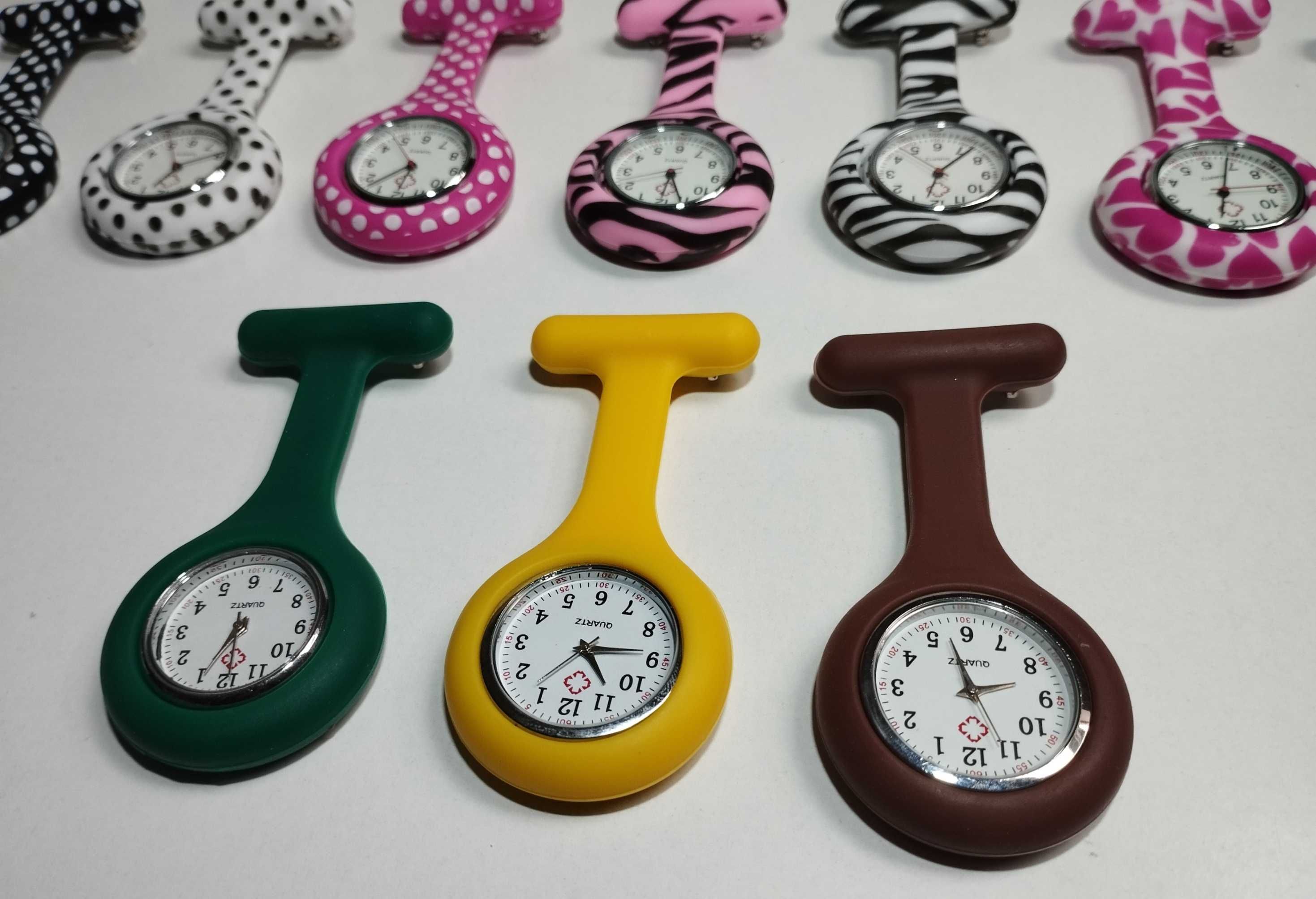 Relógio de peito em silicone, enfermeira, auxiliar, varias cores