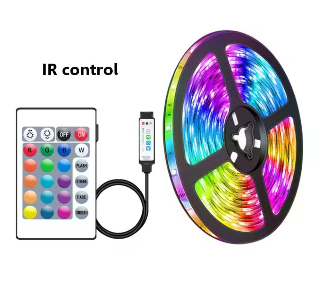 Разноцветная USB , RGB лента 2 метра с пультом