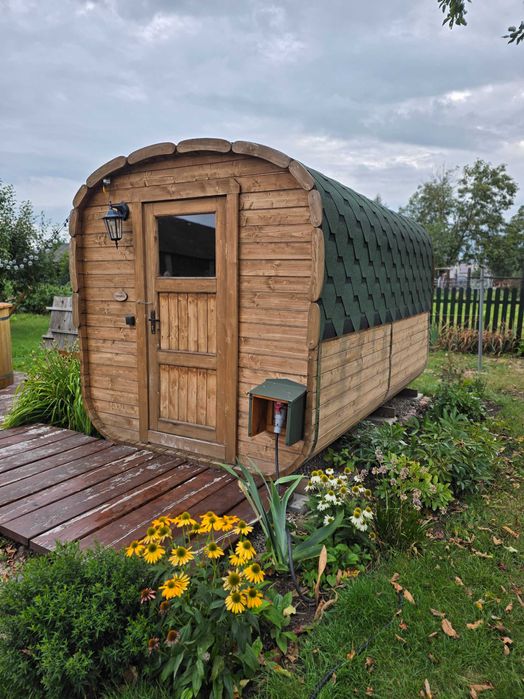 Duża SAUNA Ogrodowa 350 cm 6-8 osobowa Piec + Przedsionek