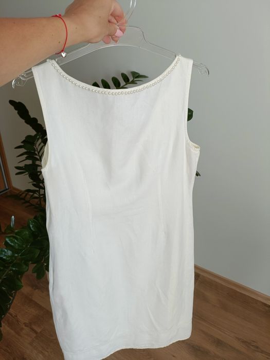 Biała sukienka r. 40 L Len