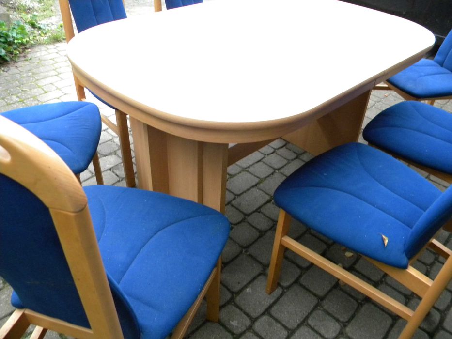 Stół rozkładany 90x140/300 cm,wys.76 cm plus 8 krzeseł-1000zł