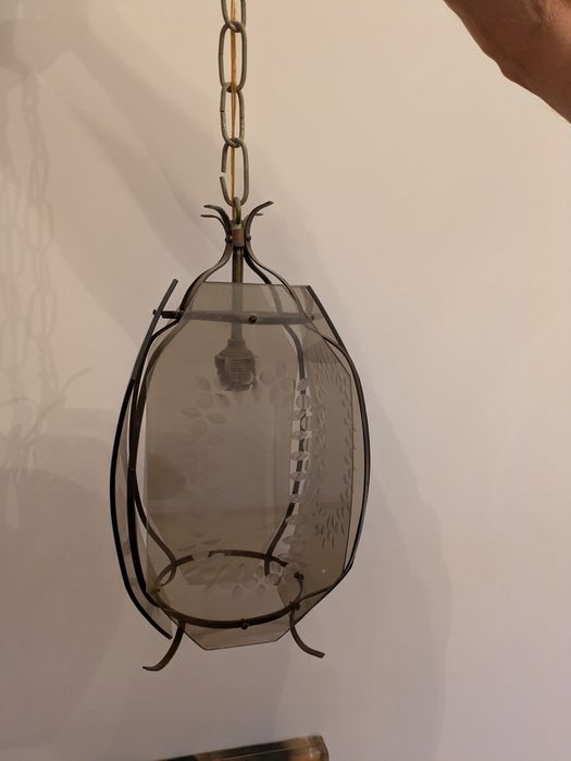 Candeeiro de teto em latão e vidro