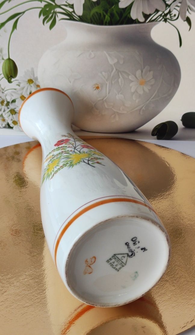 Wazon piękna stara porcelana Ćmielów kwiaty polne PRL