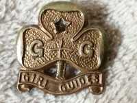 Винтажный значок "Girl guides", трилистник гёлгайд.